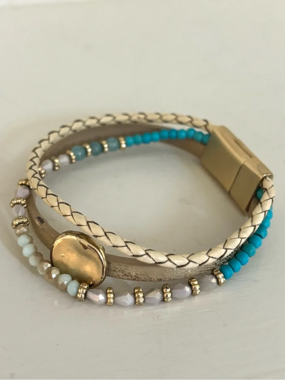 Gold and Turquoise Beaded Bracelet Set - Stylish Women’s Jewelry